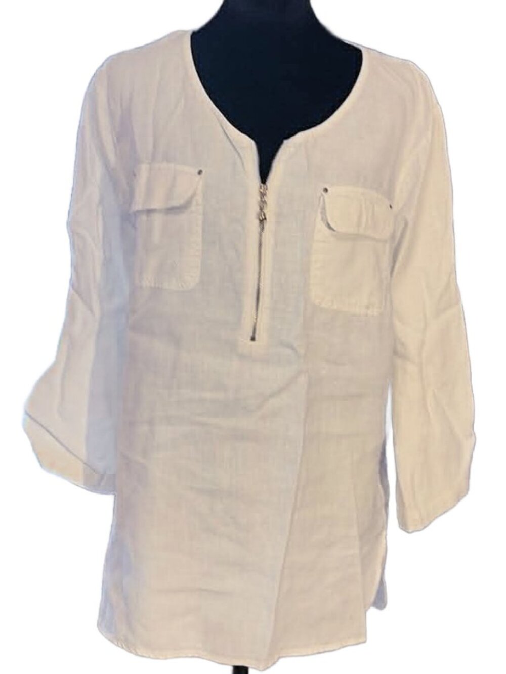 Company by Ellen Tracy White Linen Blouse